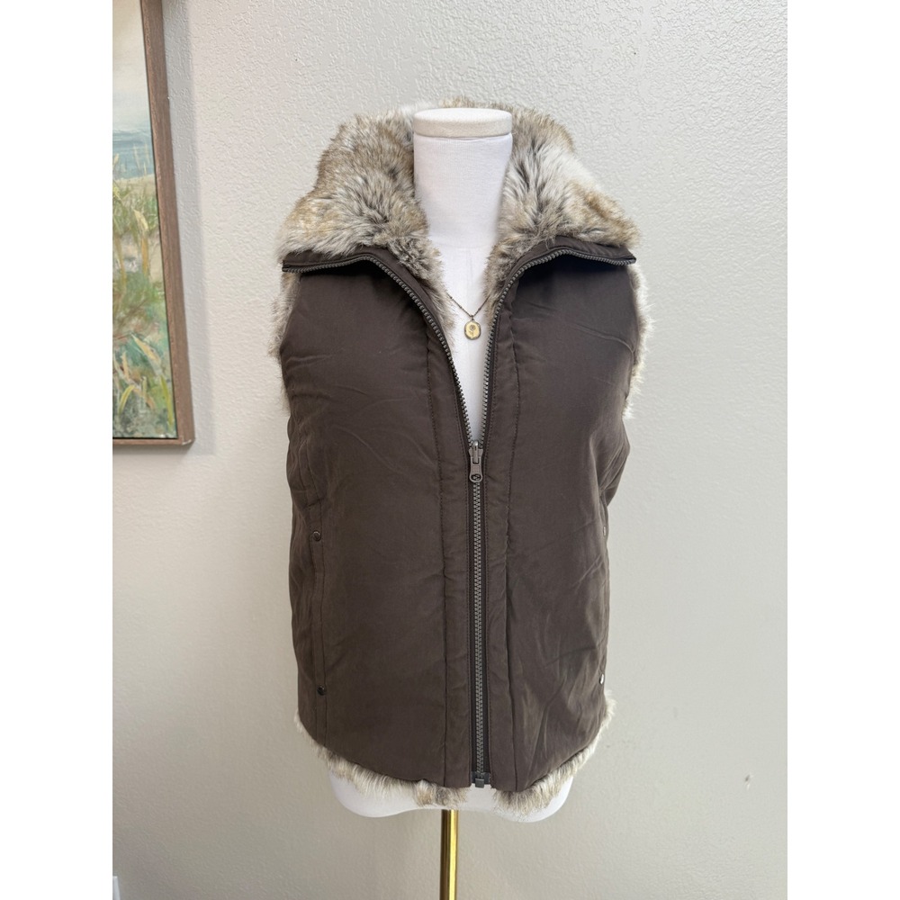 y2k faux fur vest brown cozy winter it girl puffer vest